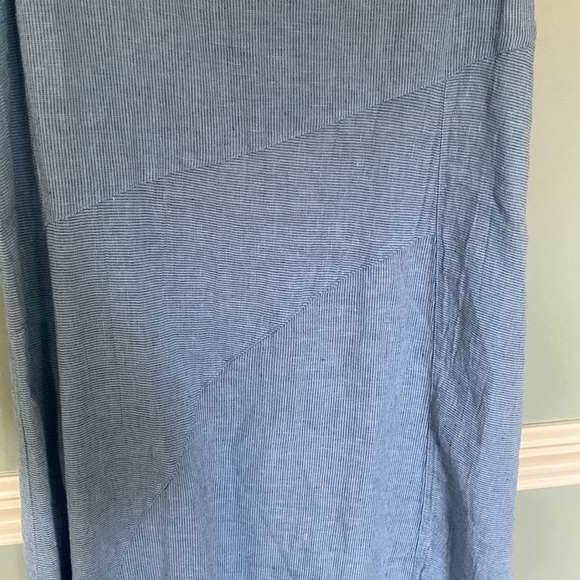 KLEEN Linen blend Tank Dress S Midi Long Stripe Black blue Lagenlook artsy - Picture 5 of 7